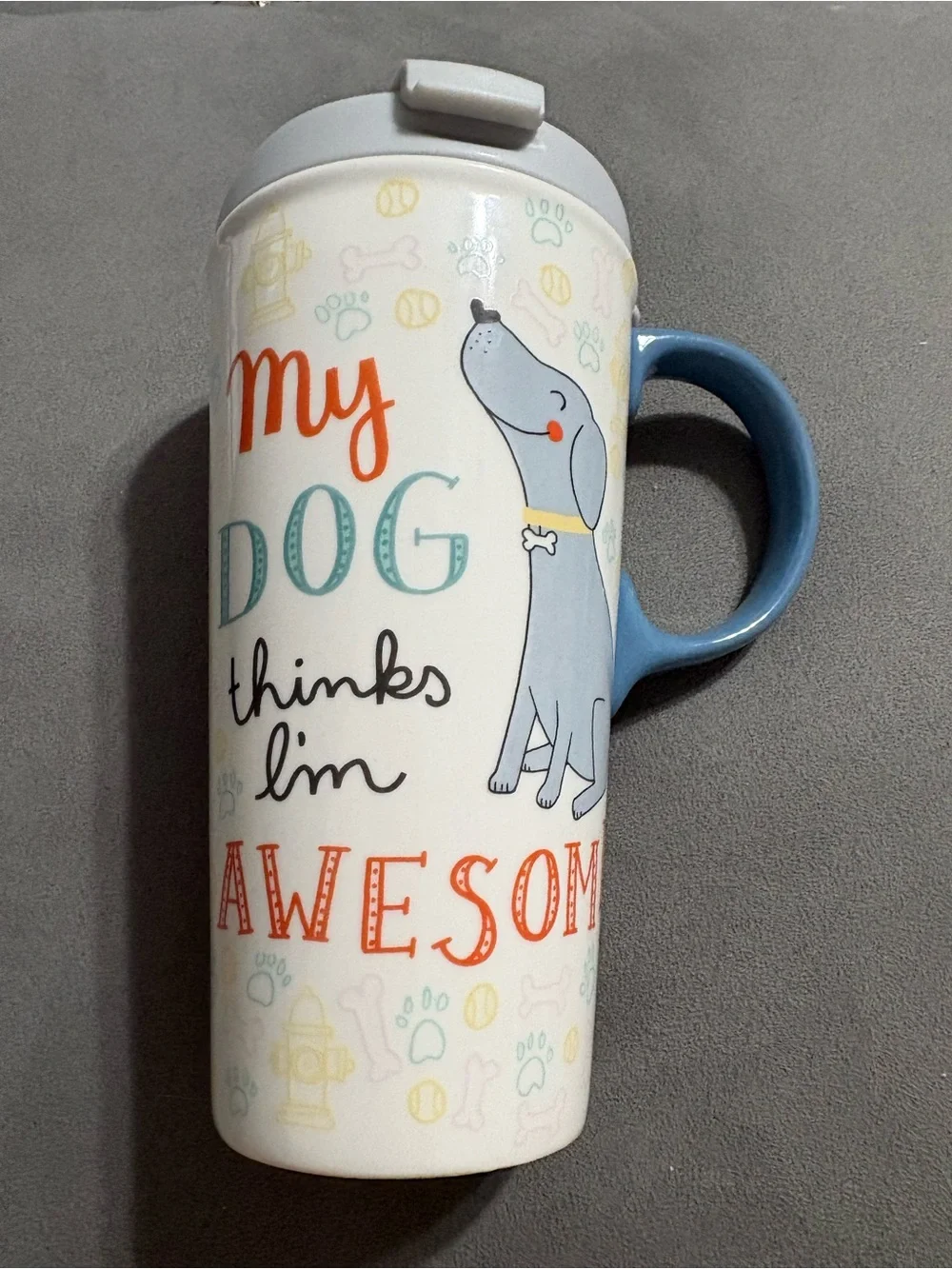 Cypress Home My Dog Thinks I’m Awesome Coffee 16 Oz Mug W Lid Travel NEW